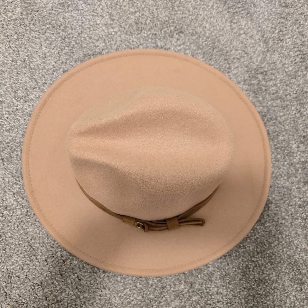35% Wool Brown Fedora Hat Wide Brim Unisex Nautical Coastal Fisherman
